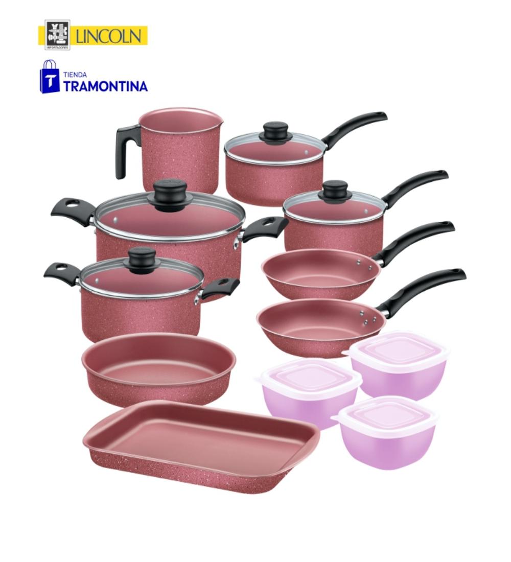 491 BATERÍA TURIM TRAMONTINA 12 PIEZAS ROSA